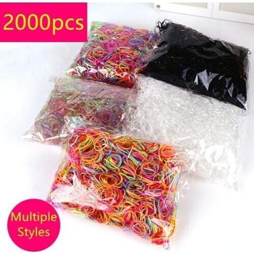 2000pcs/pack Transparent Hair Elastic Rope Rubber Band For Women Girls Bind Tie Ponytail Holder Accessories Hair Styling Tools