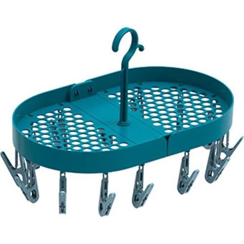 Clothes Rack Folding No Mark Drying Socks Drying Underwear with Clip Drying Storage Artifact Windproof Clothes Rack