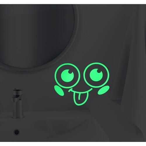 Sticking Tongue Out Smile Face Luminous Sticker Cartoon Glowing Bathroom Sticker Funny Toilet Sticker Wall Cabinet Laptop Decals