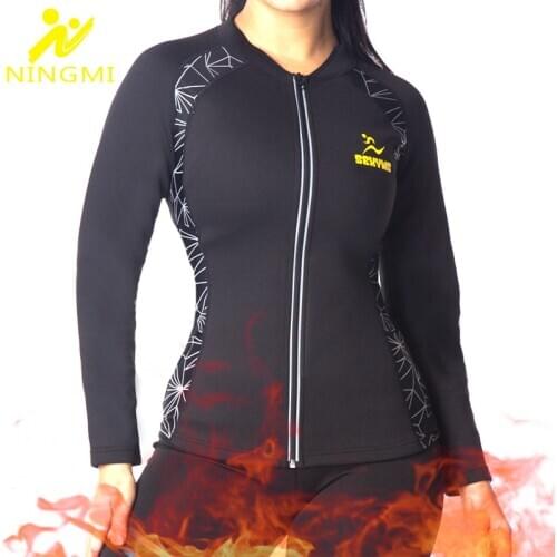 NINGMI Sauna Waist Trainer Warming Shirt Slimming Body Shaper Women Zipper Sports Top Mesh Blouse Long Sleeve Shapewear