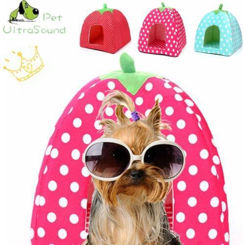 ULTRASOUND PET Dog Boom Strawberry Shape Pet Cat Dog Bed Mat 3 Colors Macarons Wowo Kennel Cat Litter Pet Nest Pet Dog House