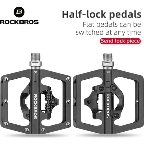 ROCKBROS SPD Bike Pedals 2 IN 1 Sealed Bearing Locked Bicycle Pedal With Free Cleat MTB Road Bike Pedal 2021 Cycling Accessories