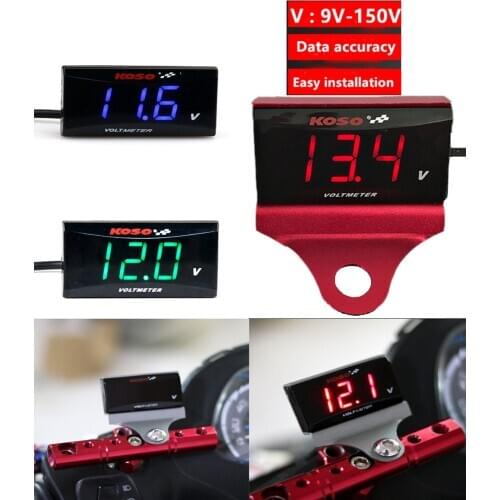 Motorcycles KOSO DC 9V-150V Voltmeter Mini Voltage Meter For Honda PCX150 Kawasaki er6n Suzuki Yamaha NVX XMAX 300 NMAX 125 300