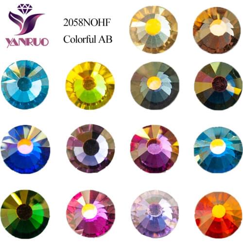 YANRUO Colorful AB Crystals SS20 1440Pcs Flat Back Strass Crystals Non Hotfix Glue On Glass Rhinestone For Nail Art Decoration