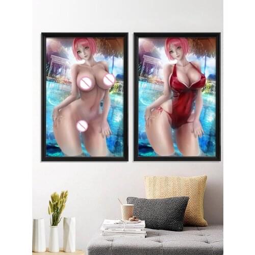 Sakura haruno Pierrot Yamanaka Japanese Anime Sexy Nude Girl Art-Poster Wall Prints Silk Bedroom Canvas Decoration Picture