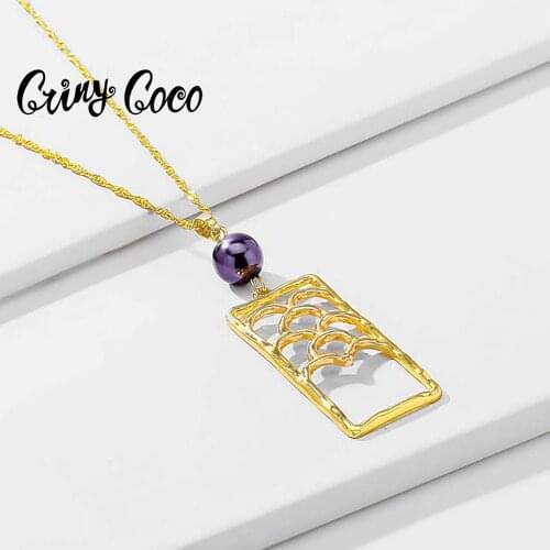 Hawaii Style Necklaces for Women 2020 Pendant Dangle Classic Geometric Aesthetic Jewellry Long Elegant Rectangular Pretty Gift