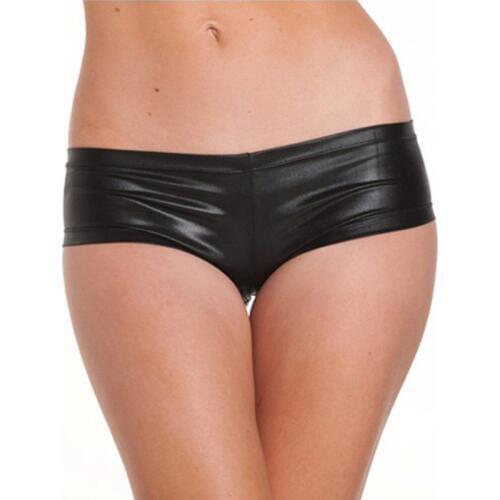 High quality womens polished leather pole dance pants sexy mini faux PVC body erotic clubwear for nightclub party