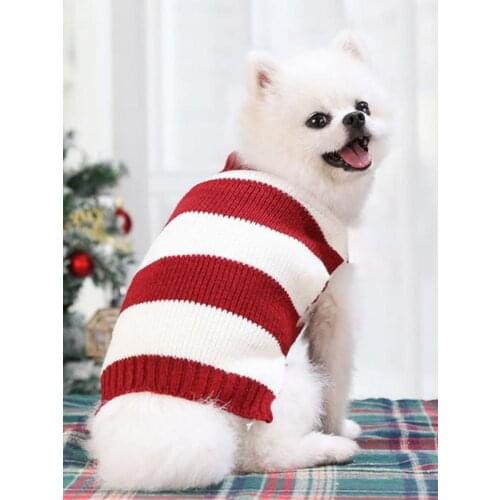 XS-XL Cat Sweater Costumes Pet Christmas Stripe Sweater Winter Warm Knitted Kitten Coat Jacket for Pet Cat Dog Clothing Supplies