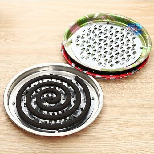 Stainless Steel Serrated Mesh Mosquito Coil Tray Fireproof Mosquito Coil Tray Mosquito Coil Holder Box with Ash Tray