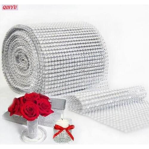 1 yard/90cm Bling Diamond mesh Wrap ribbon silver Rhinestone Mesh Roll Tape Tulle Crystal Ribbon cake wedding decoration 6zHH193