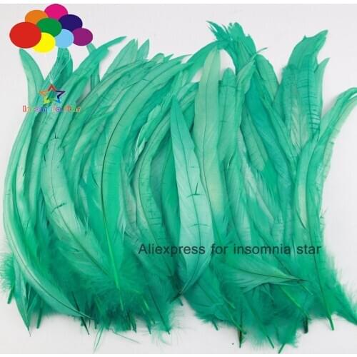 100pcs 8-18 Inch/20-45CM mint green Rooster Tail Feather Chicken Feather For Decoration Craft Feather Carnival Deco