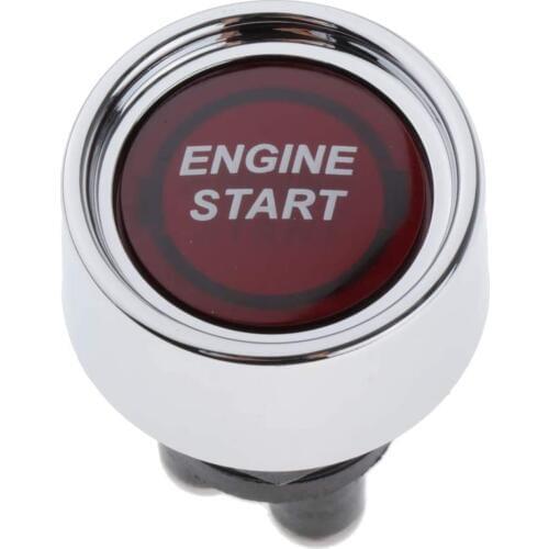 12V 50A Racing Car Vehicle Engine Start Push Button Switch Ignition Starter Momentary Start Switch Red LED Light 1.22'' x 1.77