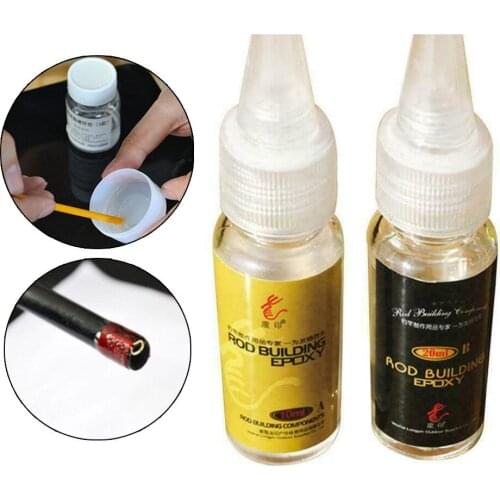 2×10/20ml Fishing Rod Building Epoxy Thread Coating Rod Building Epoxy A+B Glue High Bonding Strength Good Toughness Fish Tools