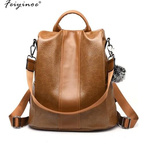 2019 Oxford cloth backpack womens new PU backpack retro fashion zipper ladies backpack PU Leather high quality school bag