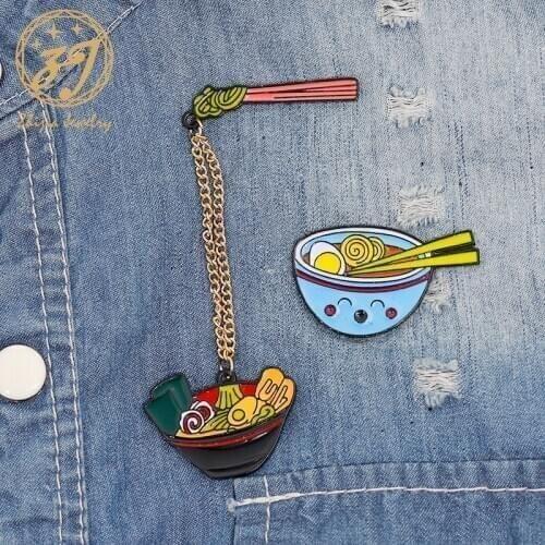 2020 New Cartoon Fashion Personality Brooch Pin Enamel Jewelry Instant Noodle Bowl Brooch Backpack Hat Lapel Girls Jewelry