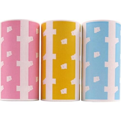 3 Roll thermal printer Paper Cute Bear Self-adhesive Labels Sticker photo Thermal Printing Paper for Peripage