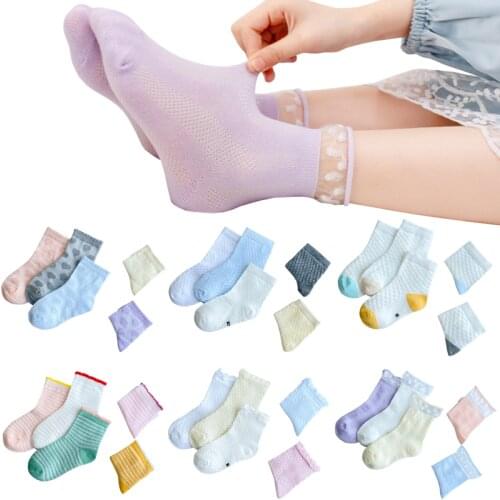 5Pair/lot New baby socks spring summer mesh thin casual socks for boys and girls