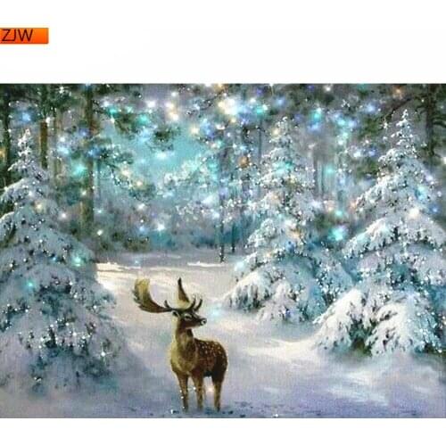 5D DIY Christmas Diamond Painting Deer Diamond Mosaic Winter Diamond Embroidery Cross Stitch Home Decor