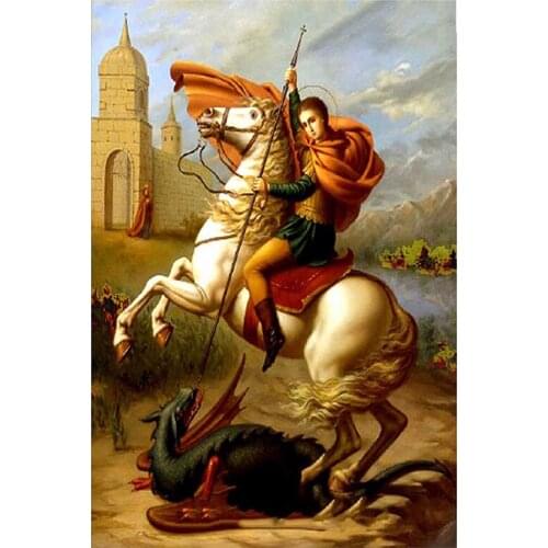 5D DIY Full Round/Square Diamond Painting Knight Fights Evil Beast 3D Embroidery Cross Stitch Mosaic Home Decor Gift Y1124