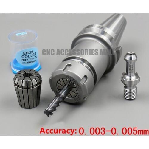 ATC Spindle tool handle BT40-ER16-70 CNC BT40 taper milling chuck with 1pc BT40 x 45 Degree Pull Stud & 1pc ER16 6mm collet