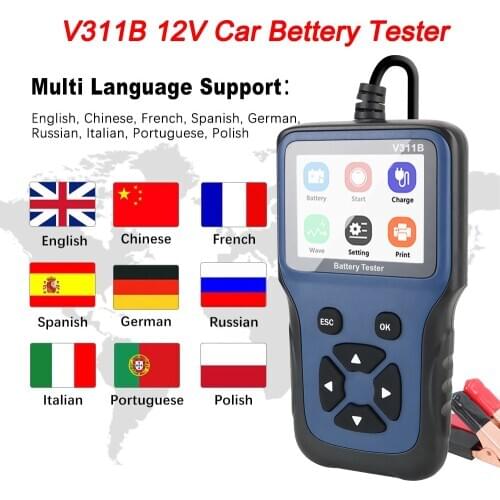 12V Car Battery Charger Tester Analyzer Automotive Car Charging Cricut Load Test V311B Auto Diagnostic Tool