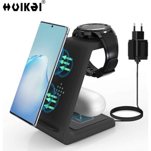 3 in 1 Wireless Charger 10 W Fast Charging Qi-Certified, Compatible Samsung S21 S20 10 Note10 8 Galaxy Watches Active 2 Buds Pro