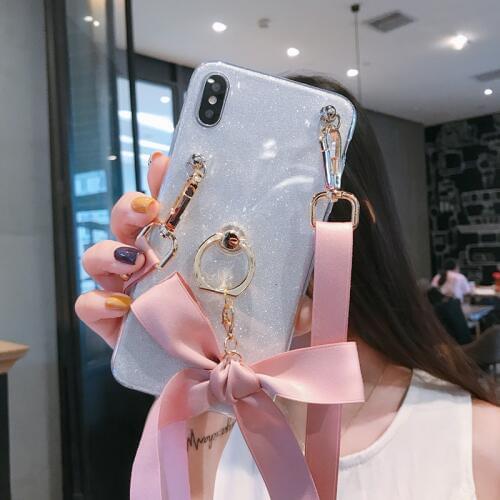 Glitter Wrist Strap Case For Oppo A39 A57 F1A A5 A3S A51 Morrtr5 A53 A59 F1S A7 A71 A77 F3 A83a1 F5 A73 F7 K1 R15X Reno Z 2 10X