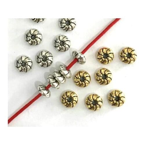 50pcs/lot 6mm Tibetan silver gold Pattern Metal Alloy Spacer Beads Nepal Buddha Beads For Jewelry Making