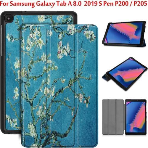 Tablet funda case for Samsung Galaxy Tab A 8.0 S pen P200 P205 2019 for Samsung Galaxy TAB A 8" 2019 Tablet cover Stand Case