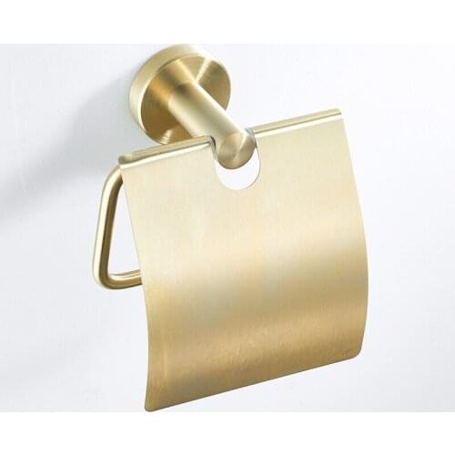 Toilet Paper Holder Brushed Gold Stainless Steel Pendant Paper Hooks Towel Rack Paper Roll Holder Hardware With Cover