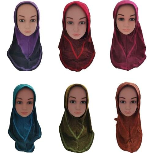 Girls Kids Hijab Hat Muslim Scarf Headscarf Shawl Islamic Turban Wrap Arab Cap Headwrap Bandanas Full Cover Shawl Amira Fashion