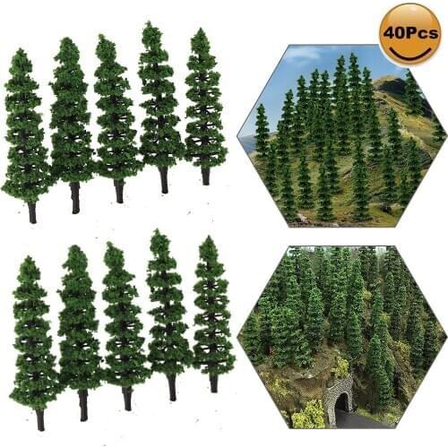 40pcs Model Train 1:87 Green Trees 70mm HO Scale TC70 Railway Modeling Plastic Model Tree Model Building Kits