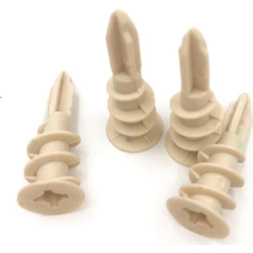 Plasterboard Anchor 100pcs 6x33mm Drywall Nylon Ribbed Anchor Self Drilling Wall Drywall Plastic Nylon Anchor light yellow