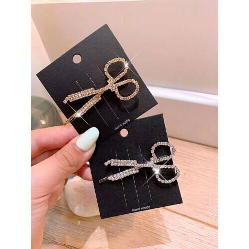 Hot Sale Scissors Hair Clips Hair Jewelry Wedding Accessories Crystal Rhinestone Hair Pins for Women Head Jewelry