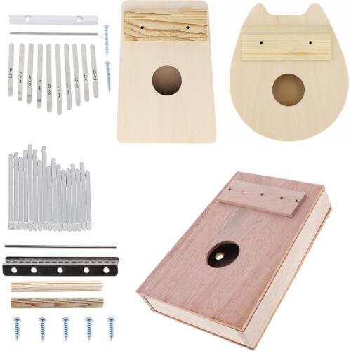 10 /17 Key Portable Cat Shape Kalimba DIY Kit Basswood Thumb Piano Mbira for Handwork Painting Parents-child Campaign