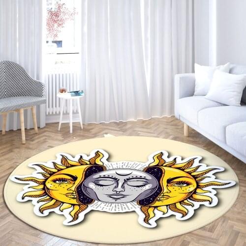 Round Sun Hippies Area Rugs Large Anti Slip Soft Home Floor Mats Living Room Bedroom Bathroom Decorate Naughty Star Eye Carpet