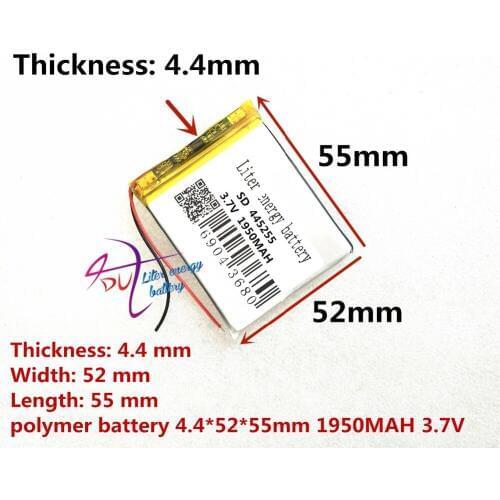 Best battery brand 3.7V polymer lithium battery 445255 e-book electronic products MP4 MP5 1950mAH 455055