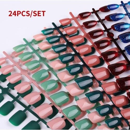 24pcs Reusable False Nail Artificial Tips Full Cover for Decorated Stiletto with Design Press On Nails Art Fake Extension Tips