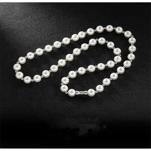 Europe Popular Pearl WithTitanium Steel Chain Necklace Wu Yifan Celebrity Style Retro Pearl Necklace Men And Women Hip Hop Chok