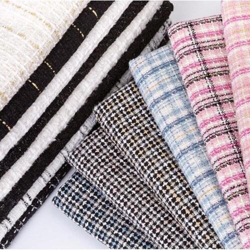 Yarn Dyed Lurex Tweed Fabrics Woolen Fancy Woven Tissus For DIY Sewing Coat Jakcets Blazer Vestidos Costura 50X150CM