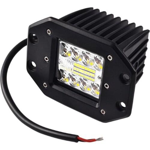 Work Light Bar Flush Mount 48W LED Driving Fog Lamp for Offroad Golf Jeep Tractor SUV UTV ATV Car Accessories White