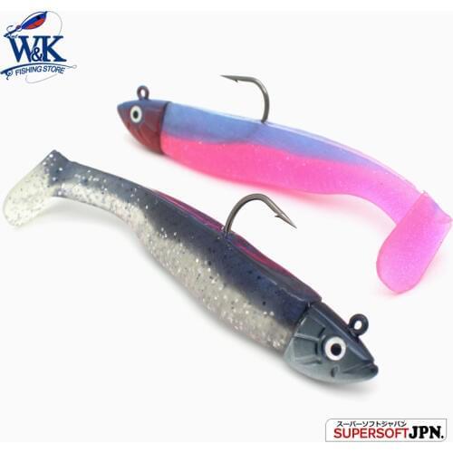 Fishing lure kits vs minnow lures Jig head black soft lure 9 cm paddle tail with 14g jig head