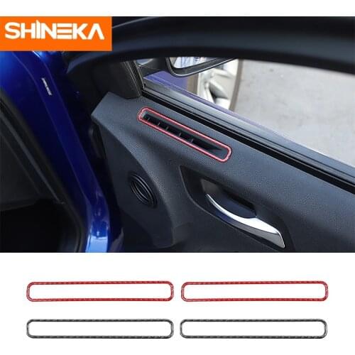 SHINEKA Carbon Fiber Car Door Front Side Air Condition Outlet Vent Decoration Cover Stickers Accessories for Dodge Charger 2015