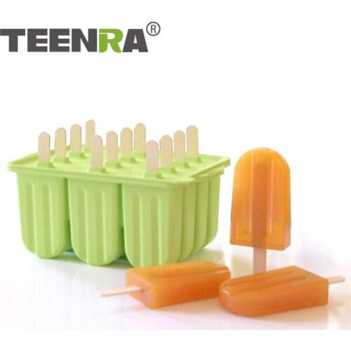 TEENRA 12 Grid Silicone Popsicle Mold Homemade Ice Popsicle Maker DIY Dessert Ice Cream Mold Fruit Juice Ice Pop Maker Mould