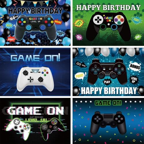 Laeacco Vinyl Background Photography Playing Game Black White TV Gamepad Child Customized Poster Party Photo Backdrop Photocall