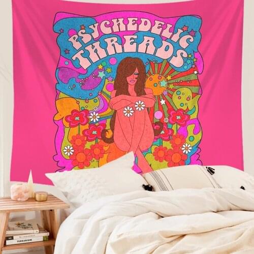 Vintage Wall Tapestry Hanging 80S Colorful Decor for Girls Dorm Roon Decoration INS Trippy Tapestry Psychedelic Hippie Decor