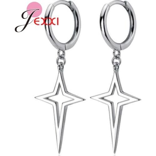 High Quality Women Girls Lady Fine Jewelry Earring 925 Sterling Silver Hollow Star Pendant Dangle Earrings Wholesale