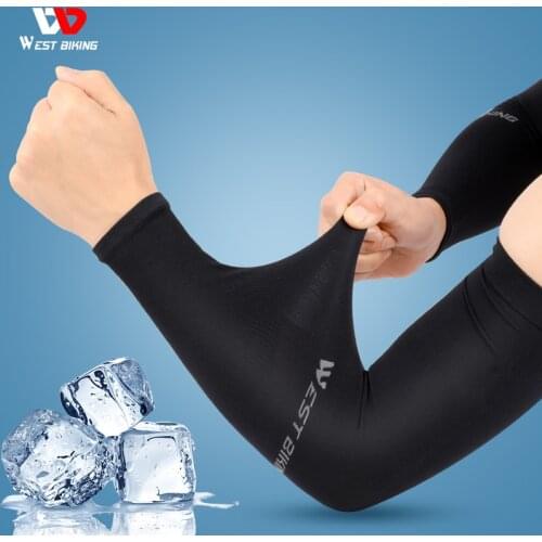 WEST BIKING Summer Arm Sleeves Breathable Icy Fabric UV Protection High Stretch Sports Fitness Cycling Arm Protection Men Women