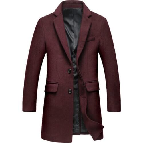 Winter wool coat Men Business casual Middle-long trench coat High quality Turn-down Collar fashion Woolen Coat mens clothing