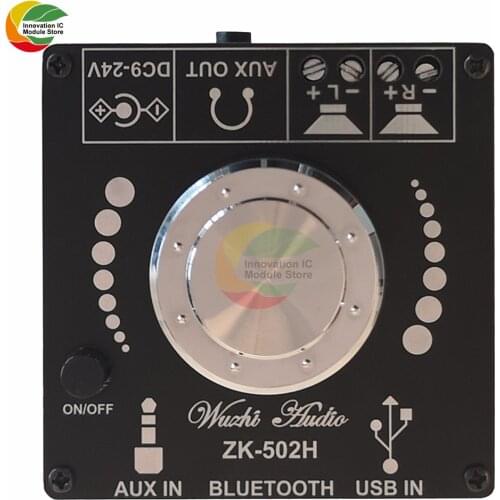 Ziqqucu TPA3116D2 Power Amplifier Board HiFi Bluetooth BLE5.0 50W+50W USB/AUX Digital Audio Stereo Amplifier Module DC 9 -24V